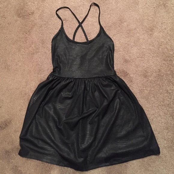 Black Faux Alligator Figure Skater Dress - Size XS