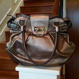 Salvatore Ferragamo Metalic Antique Gold Purse