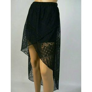 Black lace high waisted skirt