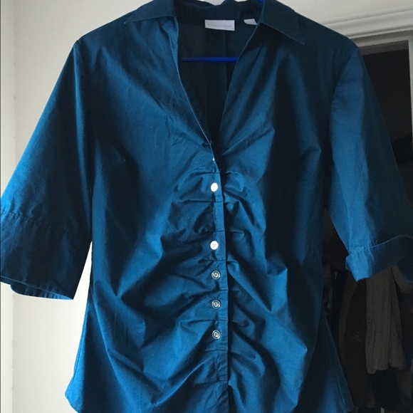 Blue button down blouse