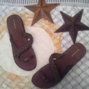 Men's size 12, brown slip on sandals