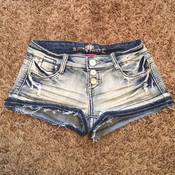 Denim cut-off style shorts