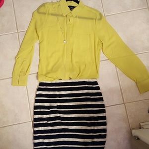 Sheer lime button up blouse