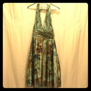 Floral Sage Green Halter Dress by AP