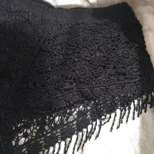 Black lace and fringe shorts