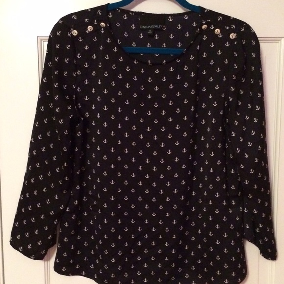 Cynthia Rowley navy pullover anchor blouse