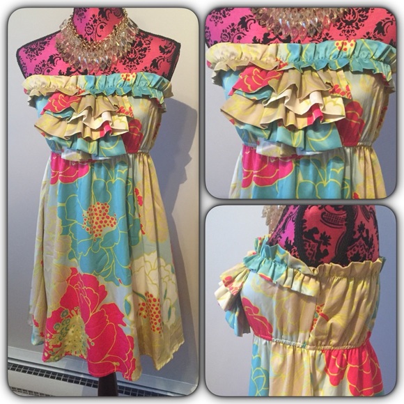 Judith March Strapless Floral Print Dress