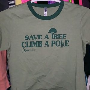 *SOLD* Cute ringer tee celebrating pole fitness!