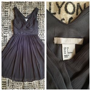H&M flowing, chiffon dress in dark gray, size 2.