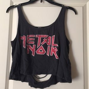 Metal noir crop top. Says small, will fit medium