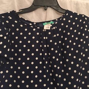 Navy blue&white, polka dot top, flutter sleeves