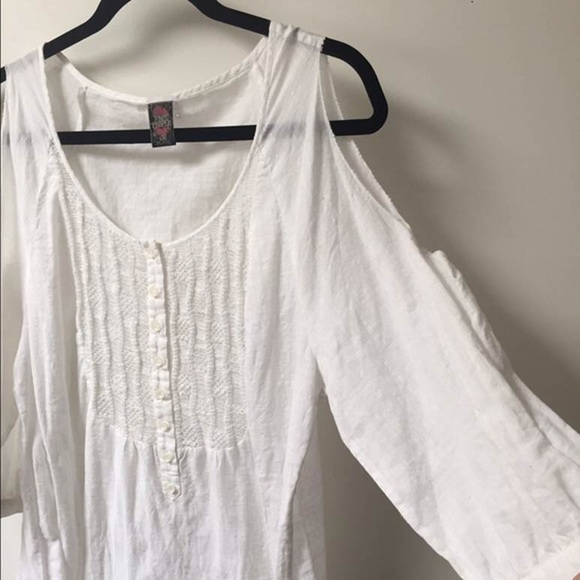 🌞FREE PEOPLE🌞 White Cotton Top, Size Large