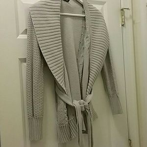 Calvin Klein 100% Cotton Gray Belted Cardigan