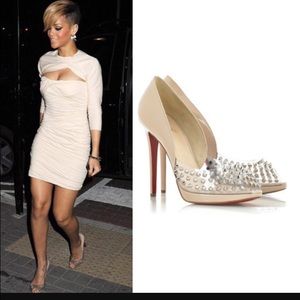 Christian Louboutin Engin nude & clear studded p