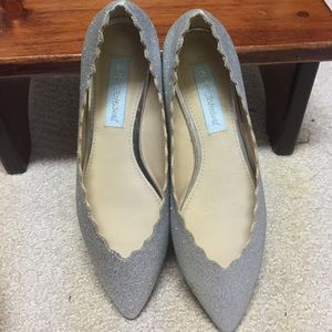Authentic Betsey Johnson silver glitter flats
