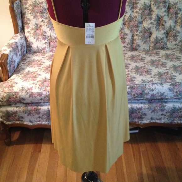 NWT Short Spaghetti Strap Button Gold Dress - Picture 2 of 3