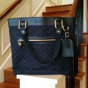 Louis Vuitton Navy Blue Fabric Tote