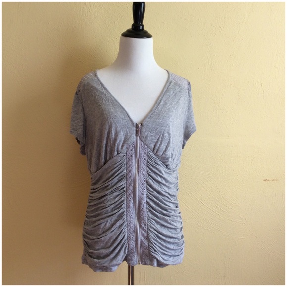 Heartsoul Plus Zip Front Ruche Top