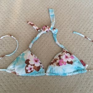 Blue Floral Bikini Top