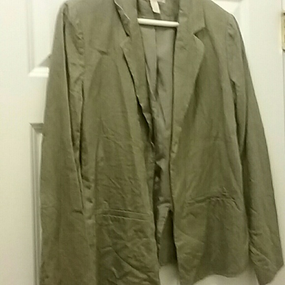 F21 Olive Green Linen Oversized Blazer