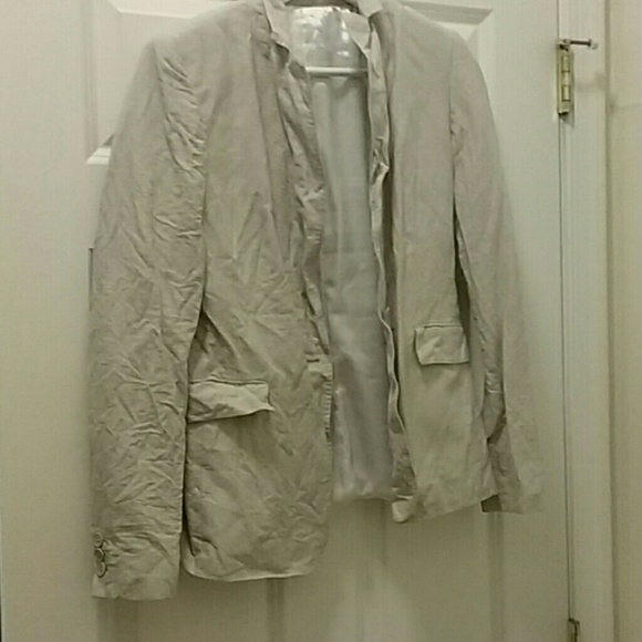 Cream Linen Crepe Blazer