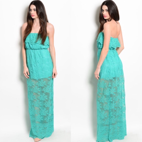 🎉CLEARANCE🎉 Jade Strapless Lace Maxi Dress - Picture 3 of 4