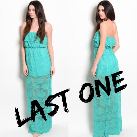 🎉CLEARANCE🎉 Jade Strapless Lace Maxi Dress - Picture 2 of 4