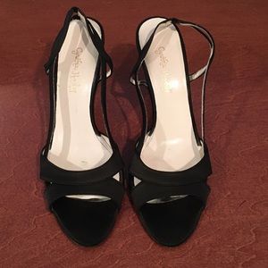 Cynthia Rowley Black Heel Satin Sandals