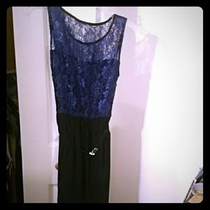 Black dress with blue lace top