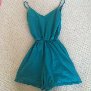 Basic Turquoise Romper w/Low Back