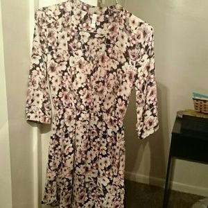 Floral print faux-wrap dress