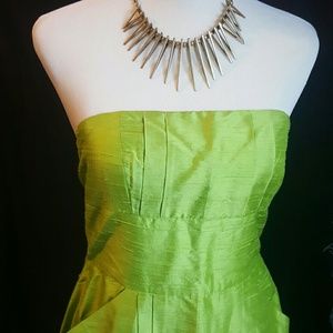 Knee length lime green silk dress wedding