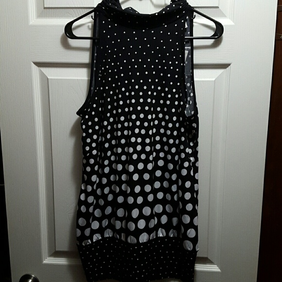 Black and white polka dot sleeveless top