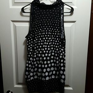 Black and white polka dot sleeveless top