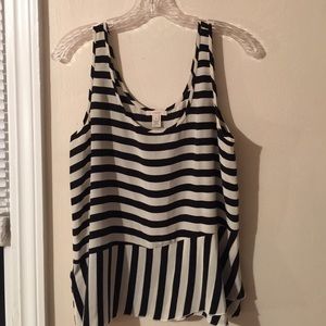 J.Crew black and white stripe tank blouse