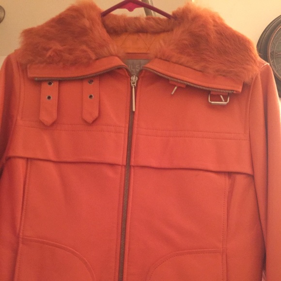 Burnt Orange Maxima Wilson Leather Jacket Small - Picture 3 of 4