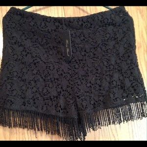 Honey Punch Black Fringed Shorts Size Small