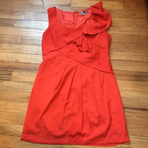 Pretty coral orange ruffle dress