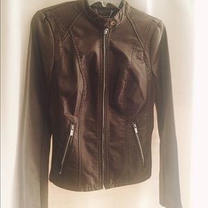 Faux leather moto jacket