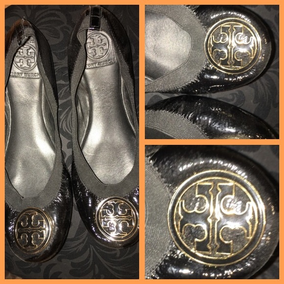 Tory Burch size 9 black and shiny 💕👍🏻😎