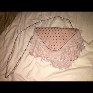 CUTE TAN SPIKED PURSE W GOLD CHAIN