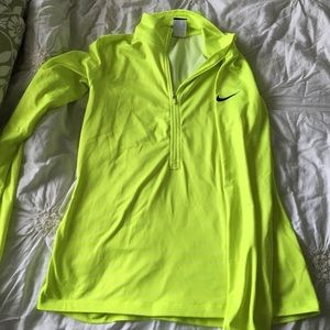 Nike lime green striped 1/4 zip