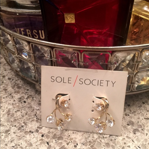Gold Crystal Studs Ear Jackets Earring