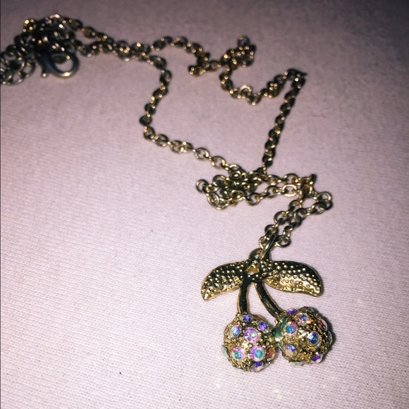 Forever 21 Gold Cherry Necklace