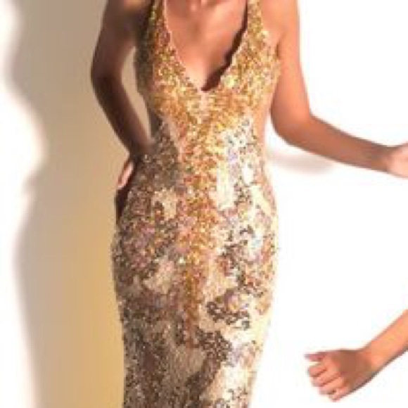 Gold prom dress size 0