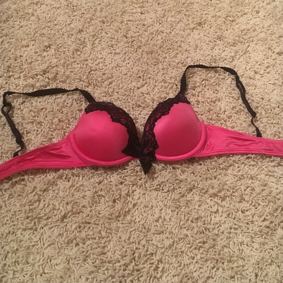 Aerie pink and black lace "Paige" push-up bra