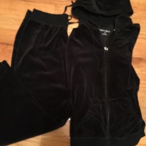 Black velour pant/jacket set