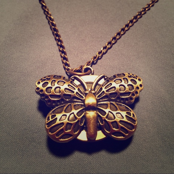 Time flies! Vintage butterfly watch necklace!