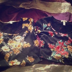 Gold Flowered Crop Top w/ Lace Back