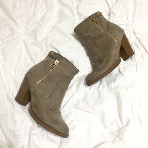 Suede Taupe Ankle Booties